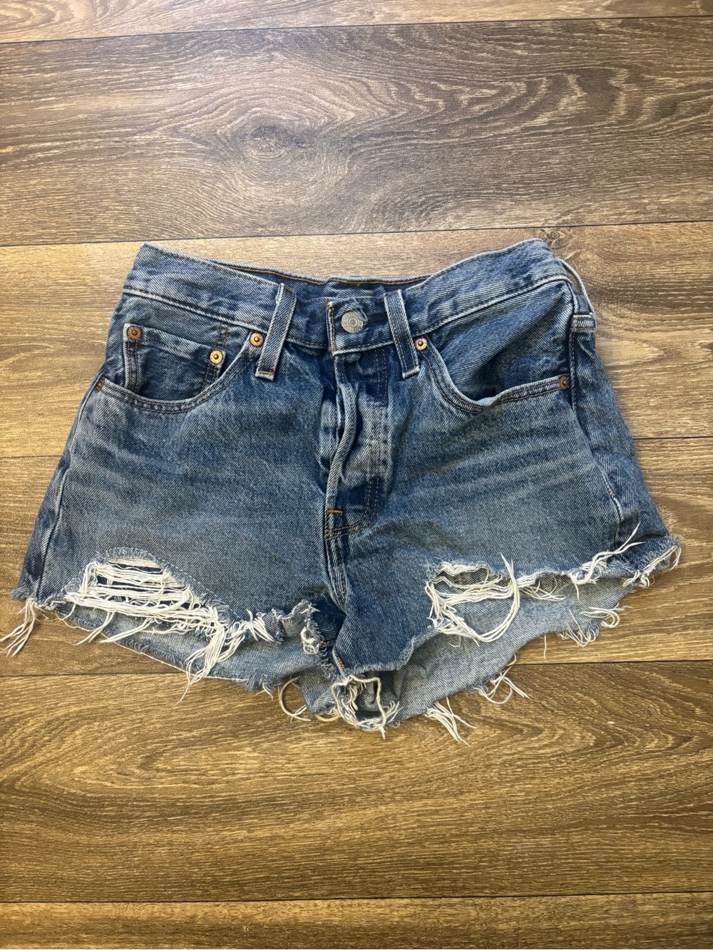 Levi’s 501 Denim Distressed Cutoff Shorts - Blue W26